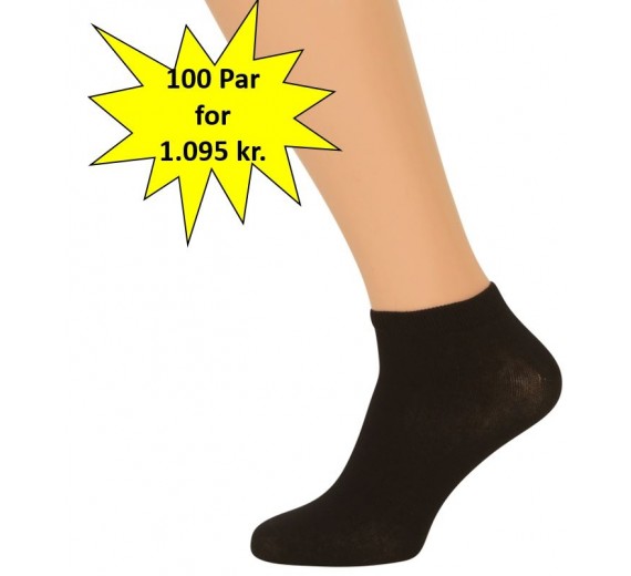 100 Par Sorte Ankelsokker str. 36-39