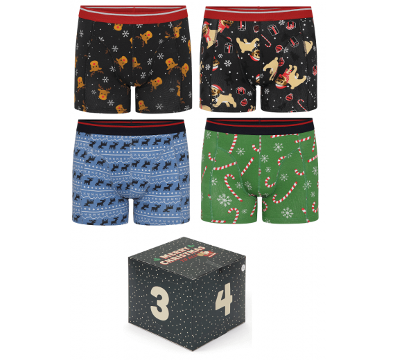 4 par jule-boxershorts i adventskalender - Str. Medium