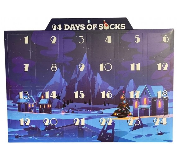 Pakke kalender med 24 par sorte sokker (bomuld)
