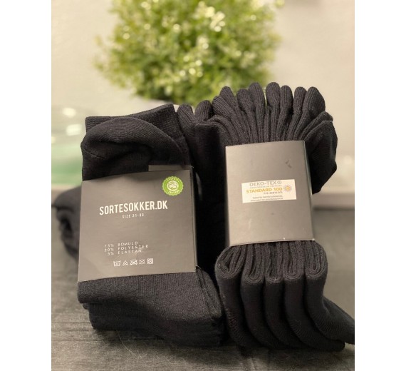 Sorte børnesokker (Økologisk bomuld)